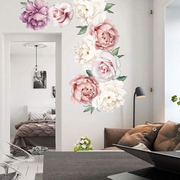 Peon Veggdekor Blomster Veggklistremerker, Peoner Roser Blomster