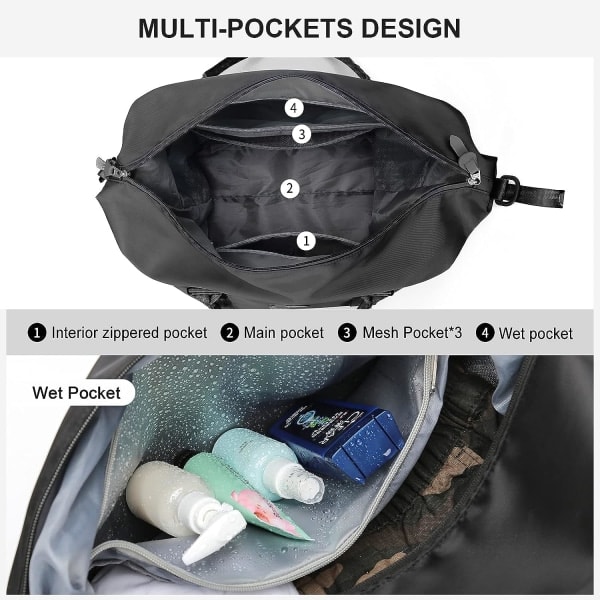 IC Sportresor Duffelväska Stor gymväska för kvinnor, Weekendväska Bärväska för flygplan, Dam Beach Bag Övernattningsväska