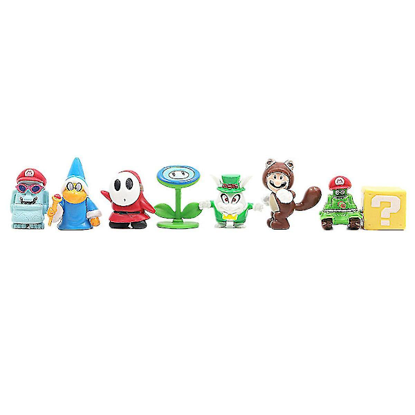 48 st/set Super Mario Familj Luigi Yoshi Bowser Wario Peach Toad Daisy Figur Modell Leksaker