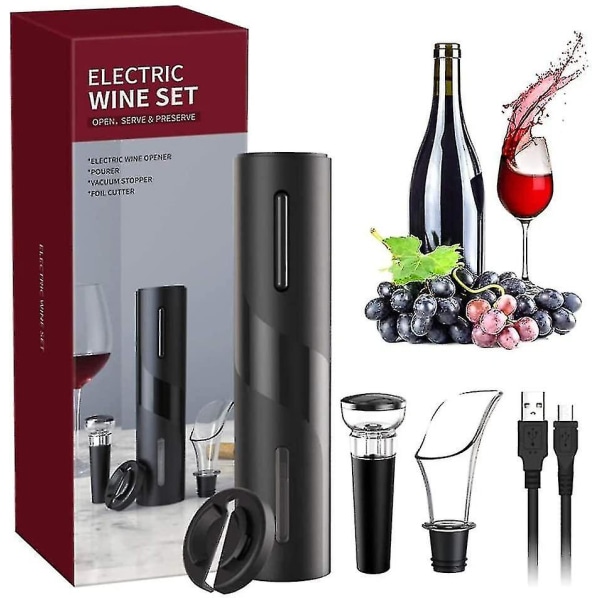Elektriskt set, 5-i-1 elektronisk vinöppnare, laddningsbar automatisk vinflaska