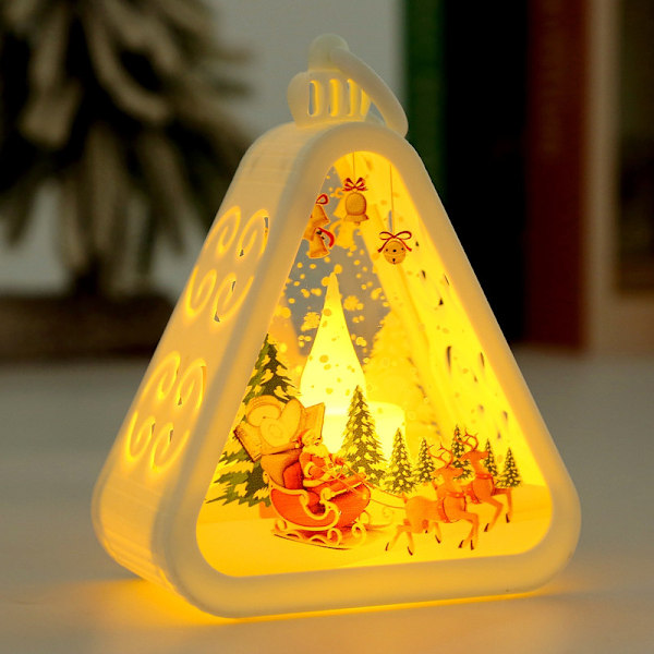 Julepynt Retro Natlampe Lysende Gave Vindue Skrivebordsdekorationer Layout Rekvisit Atmosfære Vindlampe Hvid White White Elk