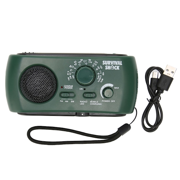 Handvevad Radio Bärbar Praktisk LED Ficklampa Utomhus Multiband AM/FM/SW Solcellsladdad Väderradio