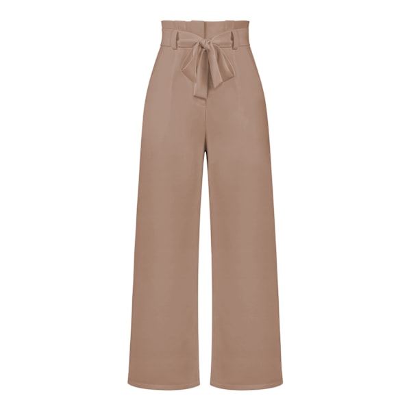 Women's suit pants, casual and versatile wide leg pants with belt temperament, commuting pants, summer light brown XL light brown