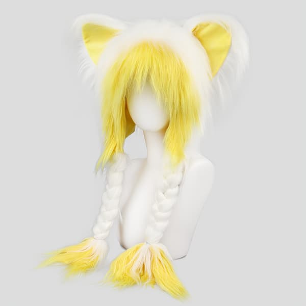 Plysj katteører hodeplagg for Halloween Cosplay og kostymefester White Purple