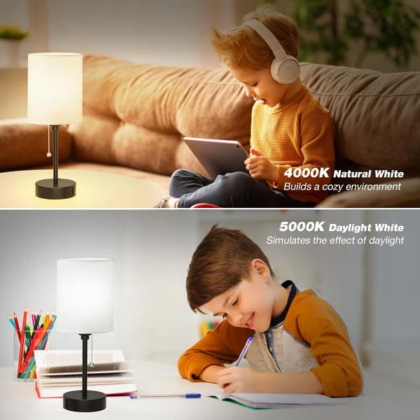LED sengelampe med stofskærm og trækafbryder til soveværelset-FY-