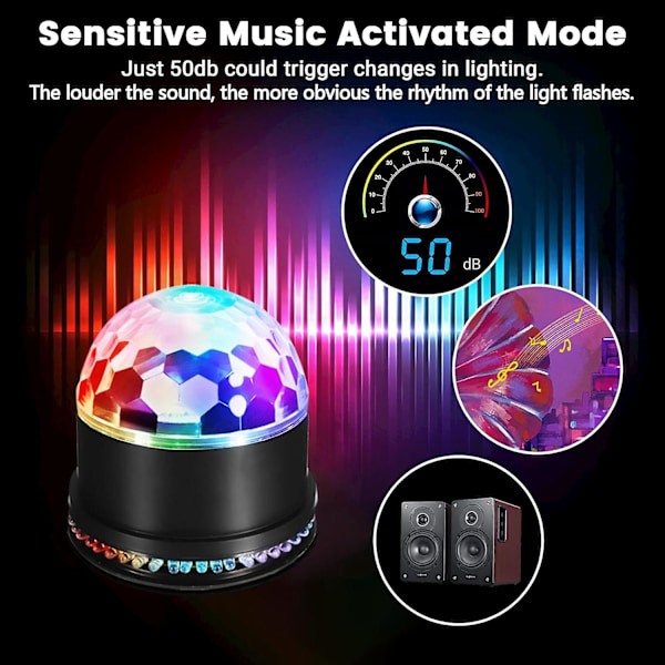 Discokule Partylys, 6 Farger Rgb Dj Lys Roterende Scene Strobe Lampe, Lydaktivert Dansende Scene Lys Dekor For Bar Jul eu plug