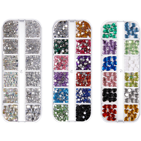 Nagelstenar, strass til negle Farverige negle-strass