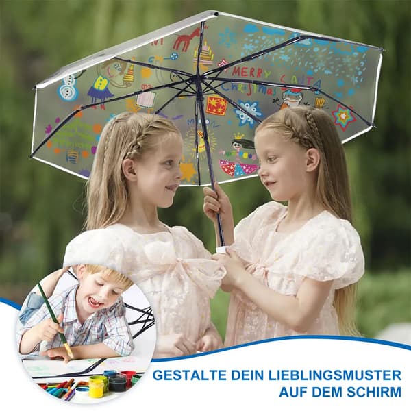 Foldable Transparent Umbrella, Waterproof and Windproof Pocket Umbrella, Automatic Open and Close, Clear View-FY-