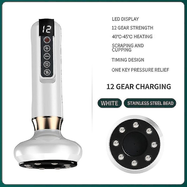 Elektrisk Massage Vakuumsuge Guasha Anti Cellulite Skraber Infrarød Massageterapi (2 produkter) (FMY) 12 levels*steel bead3