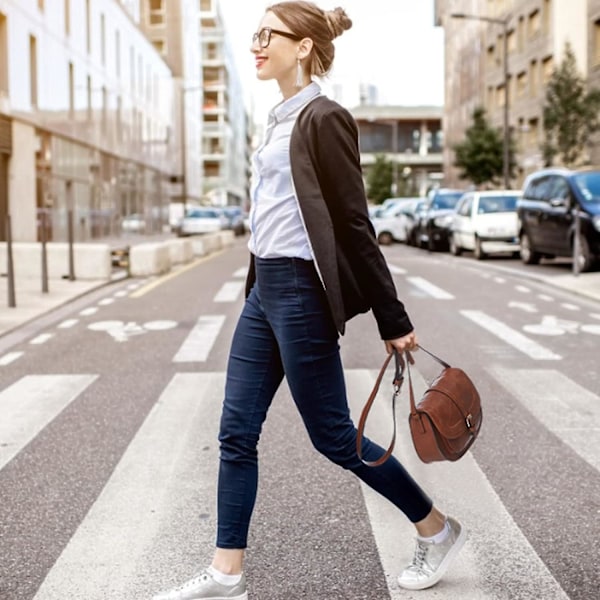 Korsväska för kvinnor, liten handväska Dam Crossbody, retro axelväskor (brun) (FMY)