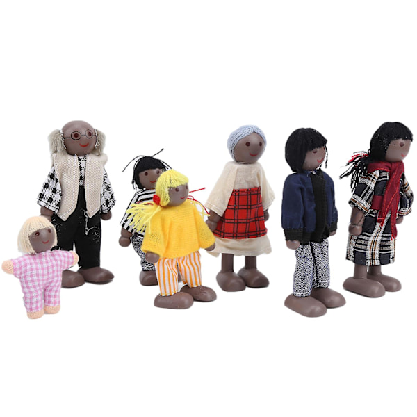 Träfamiljdockor, Miniatyrfigurer, Leksakssats, Dekorationer, Utbildande Dockhustillbehör (FMY)