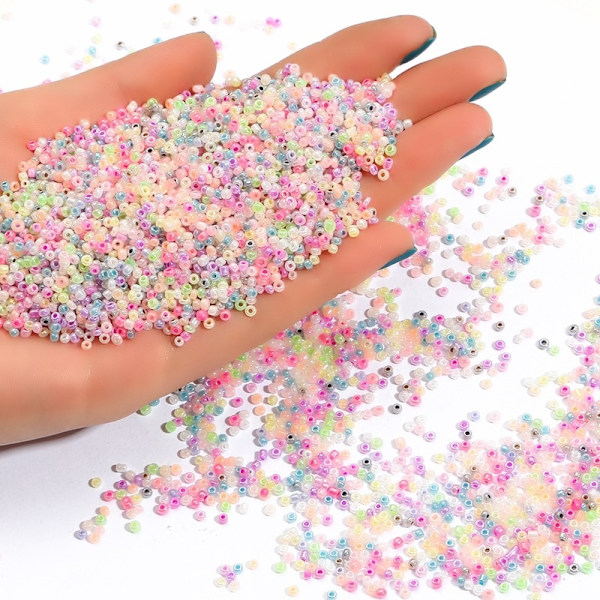 Seed beads - 2mm - 1000st - Färgglada Green Grön