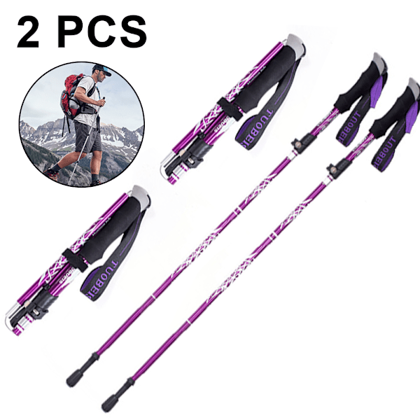 2 Pcs Telescopic Folding Aluminum Trekking Poles