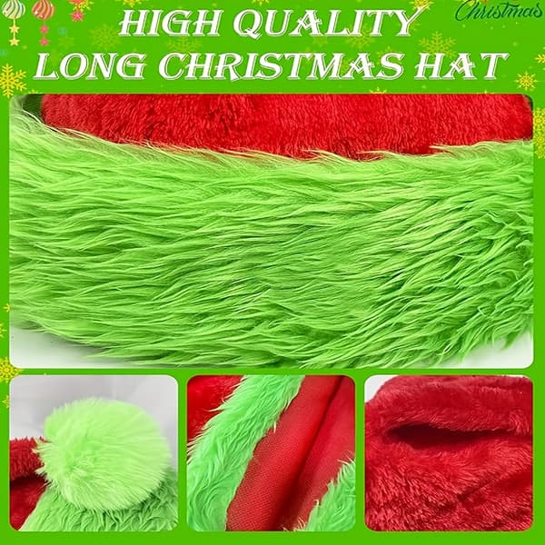 Julehue og Plys Luffer Sæt, Festlige Rollespil Kostume Tilbehør til Voksne 2pcs/set Green