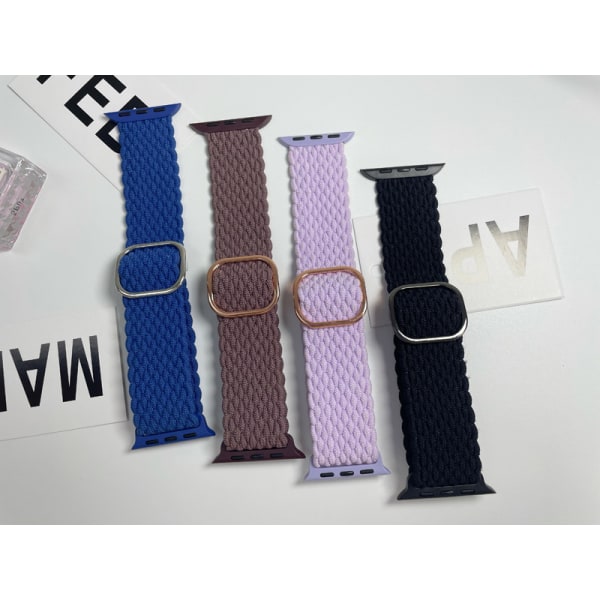 Flätad Stretchy Solo Loop kompatibel för Apple Watch Band 4st B B 38/40/41mm