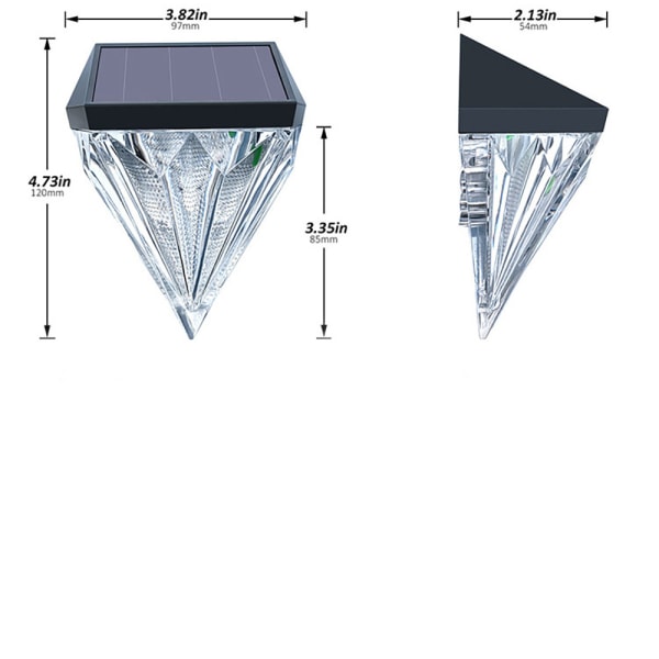 2 stk utendørs solcellevegglamper IP65 vanntett dekor terrasse hage inngangsdør trapper gårdsplass sti