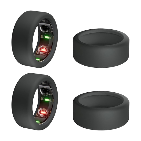 Beskyttelse for Oura Ring, 4 stk. Cover kompatibel med Oura Ring, Elastisk deksel for Oura Ring Gen 3 Working Out black black M