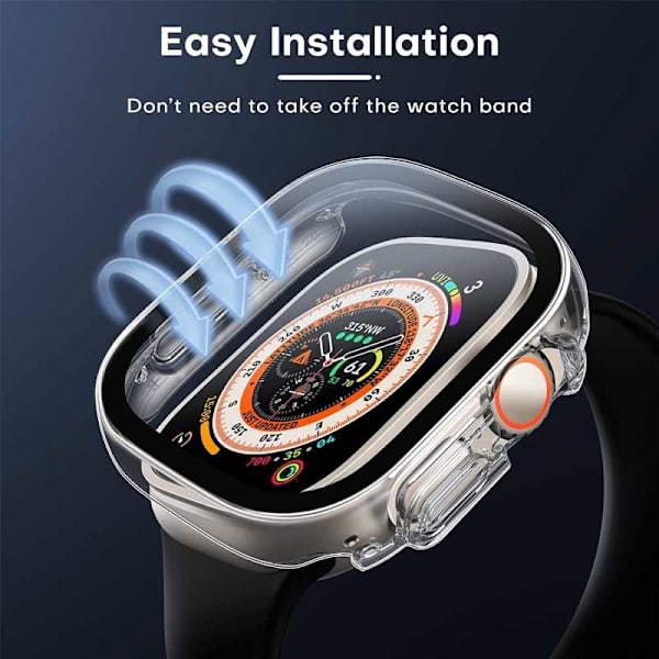 Apple Watch 49mm Ultra Stötdämpande Skal 9H Härdat Glas 2in1 Tra Transparent Transparent