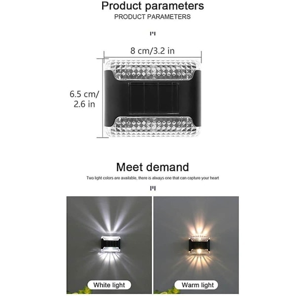 4 stk Solcellelamper Udendørs LED Veranda Vandafvisende