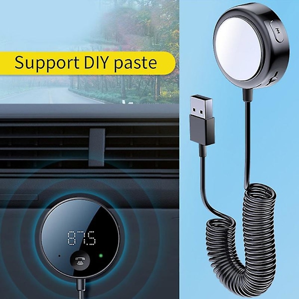 Bluetooth 5.0 Bil Fm-sender LED-skjerm Bluetooth-adapter Trådløs lydmottaker Tf-kort Musikk Bil Mp3-spiller (FMY)