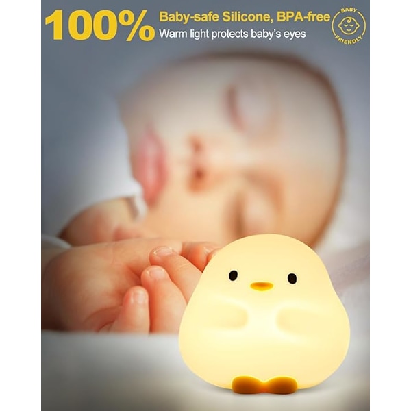 Dudu And Night Light, Sød And Lygte, Blød Silikon Baby Natlys Med 30 Minutters Timer