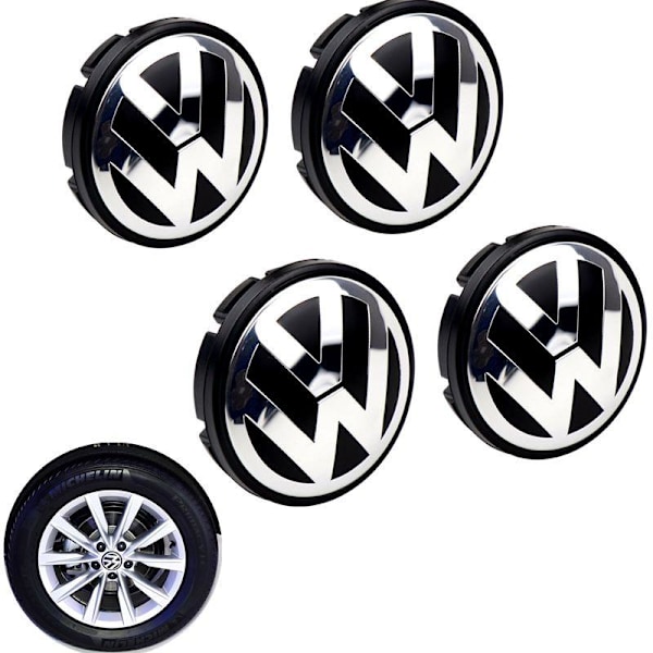 4 stk. VW-logo Ytre diameter 56 mm Deksel Felgemblem Felgmerke