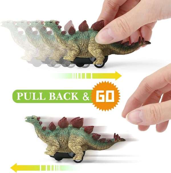 Dinosaur Pull Back Cars with Jumbo Eggs, Filled Easter Eggs with Toys for Indoor Egg Hunt