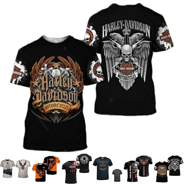 HarleyDavidson Moottoripyörä Miesten Kesä Casual Lyhythihainen T-paita C C C XL