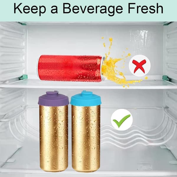 6-pack Silicone Lids for Carbonated Drinks, Reusable Soda Can Covers with Buckles, Leak-Proof and Dust-Proof, Keeps Standard Cans Fresh-FY-