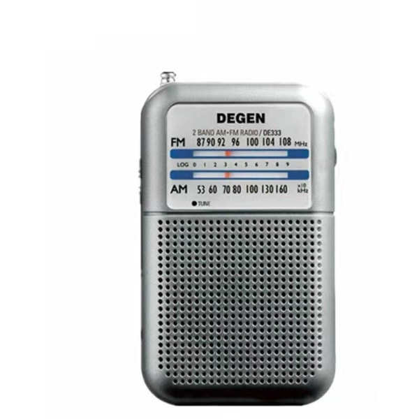 DE-333 Mini bærbar radio, transistorradio med FM-knap og signalindikator, udskifteligt batteri (AAA)