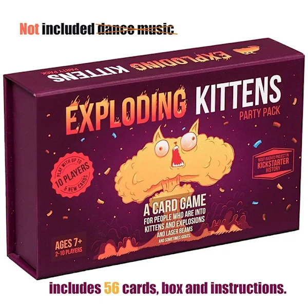 Exploding Kittens Kortspel Original Edition NSFW Party Streaking Kittens Imploding Kittens Expansion Barking Kittens Bears vs B Dark Gray