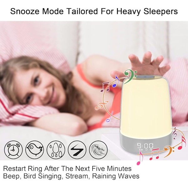 Touch Wake Up Nattlampa med Soluppgångssimuleringsväckarklocka, 3