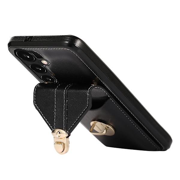 Samsung Galaxy A25 5G etui stødsikkert PU-læder+TPU-telefonetui med kortholder Black