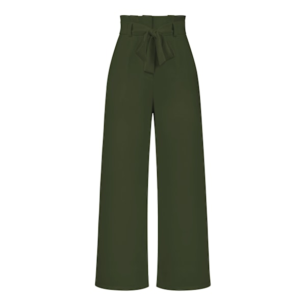 Women's suit pants, casual and versatile wide leg pants with belt temperament, commuting pants, summer Grass green L Grass green