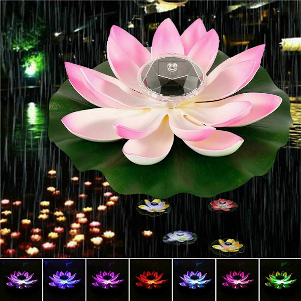 Farveskiftende Flydende LED Lotus Lampe til Have, Pool og Dam [YDE]