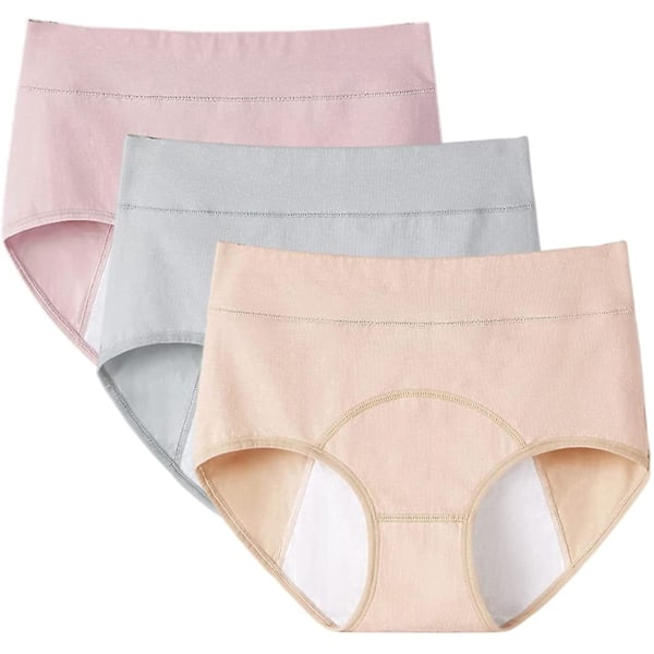 3-pack Vuotosuojatut Alushousut Kuukautisalushousut Puuvilla Miesten Alusvaatteet Musta x Harmaa x Ihonväri XXL Musta x Harmaa x Ihonväri Black x Gray x Skin color Black x Gray x Skin color XXL