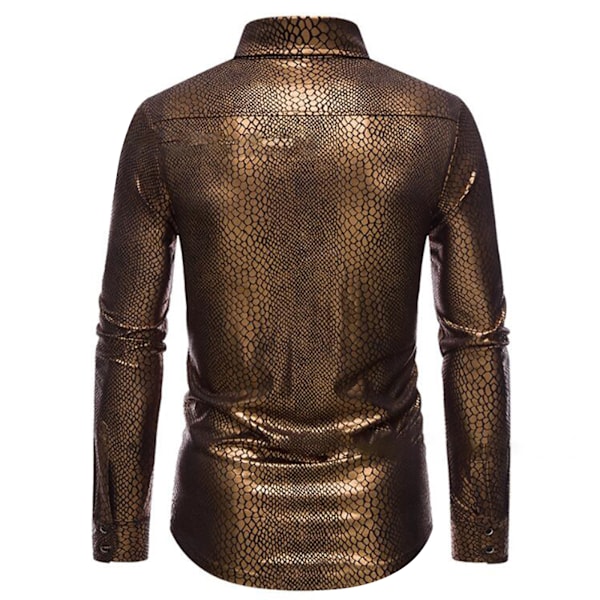 Herrkläder Dress Skjorta Pailletter Långärmad Skjorta Fest Nattklubb Guld gold XL