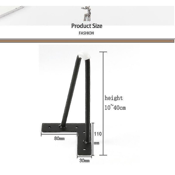 10cm-40cm Jernbordben Skapføtter Hårnål Skrivebordsben Metallmøbelfot 1 stk Black 10cm