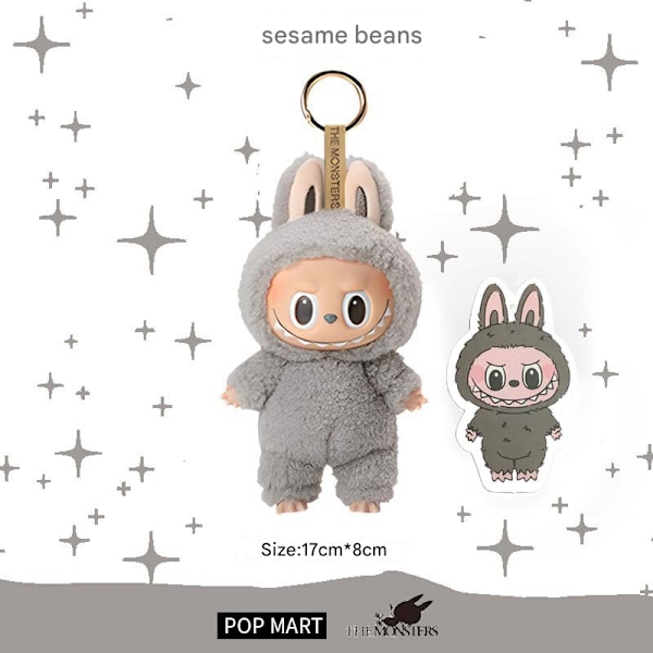 Labubu Macaron Monster Nyckelring Spännande Monster Macarons Vinyl Face Plysch Nyckelringar Konst Samlarobjekt Leksaker Presenter för Barn Item 1:Sesame bean