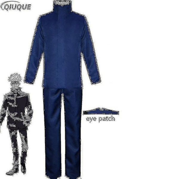2023 - Anime Jujutsu Kaisen Gojo Satoru Cosplay Kostym Toppar Byxor Ögonlapp Halloween Fest Herr Uniform Peruker - Blå Paket 1 Blue Package 1 L