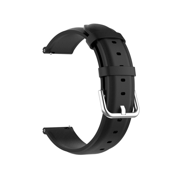 Klockarmband i äkta läder till Samsung Galaxy Watch 5/5 Pro/4/4 Classic/3 41 mm, Huawei Watch GT3 42 mm/GT2 42 mm, Huami Amazfit Svart Svart 20 mm