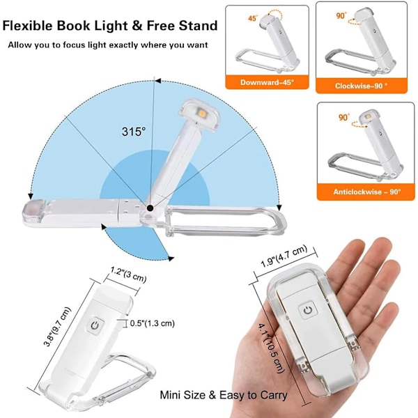 LED-läslampa, 3 färger, för läsning i sängen Flexibel skrivbordslampa Perfekt sänglampa