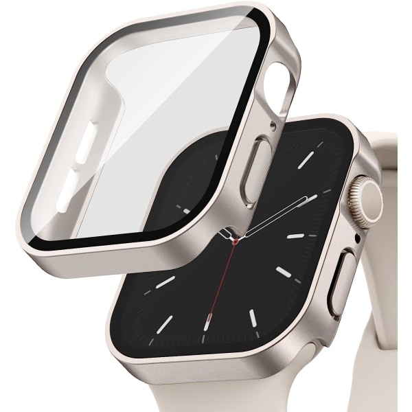 2-pack hårt fodral som är kompatibelt med Apple Watch 41Mm Series 8 Series 7 Starlight/Starlight 41mm