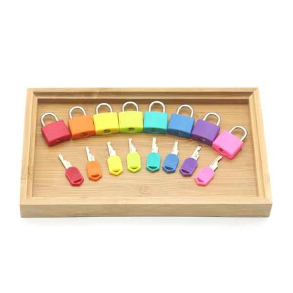 Färgglada Montessori Lås Nycklar Set Barn Lär Sig Lås med Nycklar Mini Hänglås med Nyckel Liten Resväska Hänglås
