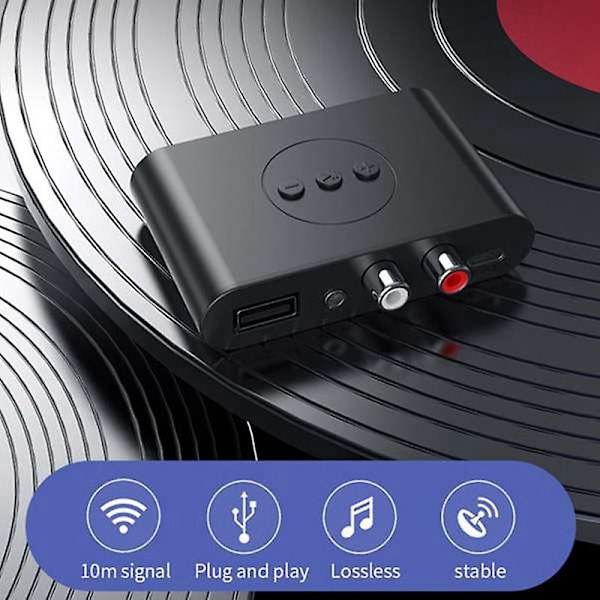 Bluetooth 5.2 Audiomodtager USB Flash Drive RCA 3,5 mm Aux USB Stereo Musik Trådløs Adapter Med Mikrofon