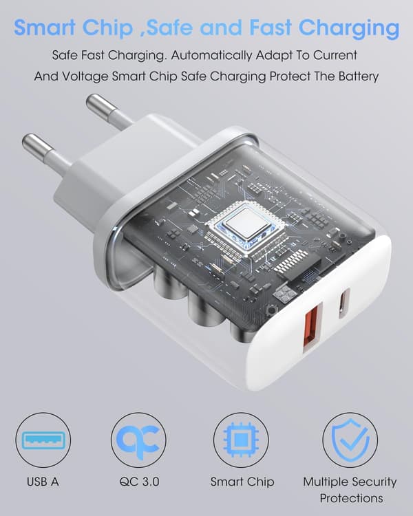 2-pak 20W hurtigopladerblok Dobbelt USB-C PD 3.0 til iPhone 15 14 13-FY-