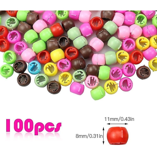 100 kpl Mini Beads -hiuspidikkeitä, pyöreitä hiuspidikkeitä värikkäitä helmihiusneuloja