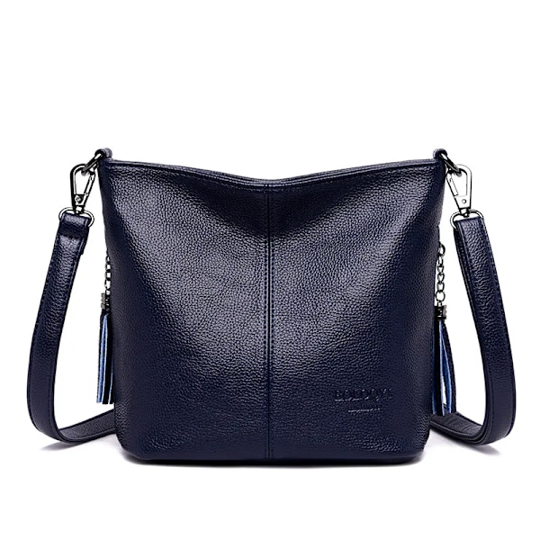 Aitoja tupsuja Naisten Käsi Crossbody -laukut naisille Ylelliset nahkalaukut ja käsilaukut Naisten olkalaukut Designer Bucket Sac Blue