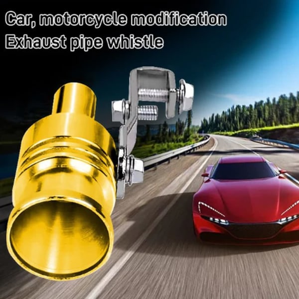 Turbo-vihellys Avgasrör Ylimitoitettu Roar Maker autoille ja moottoripyörille, Auto Turbo Sound Whistle Avgas Sound Booster Keltainen Yellow XL