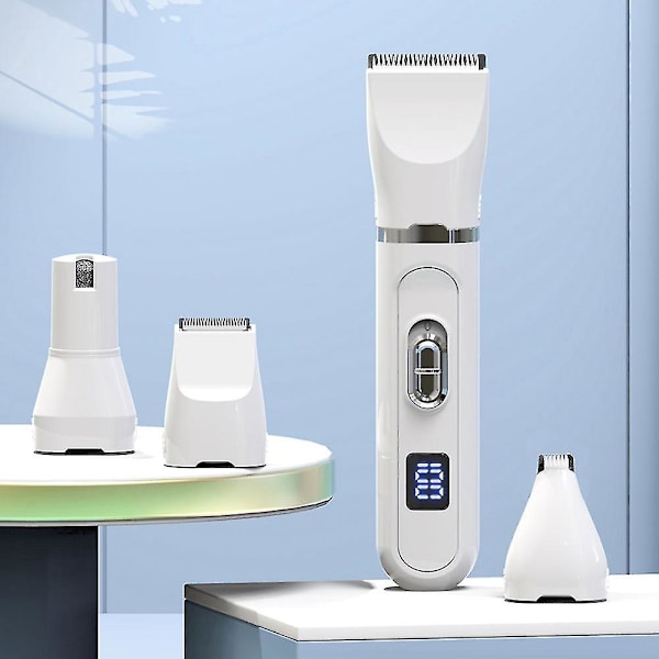 4-i-1 Professionell Hundtrimmeruppsättning med LCD-skärm, Vit
